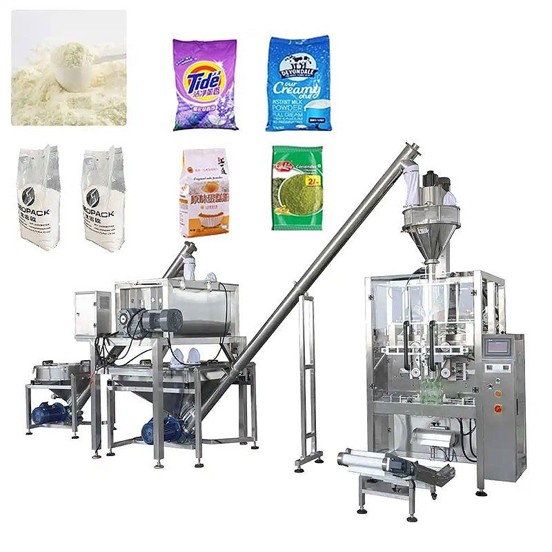 High Efficiency Double Screw Mixer Powder Pouch Vertical Form Filling Sealing Machine